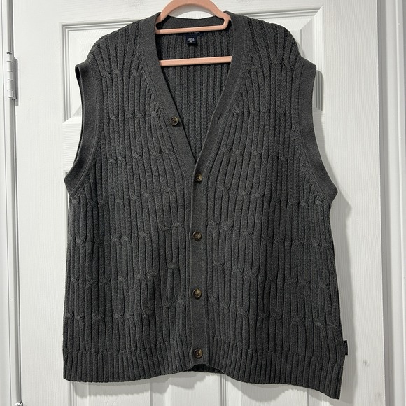 Nautica Other - Nautica Men's Button-Up Sweater Vest Size XL Gray Knit 100% Cotton Grandpa Core